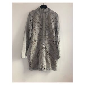 High neck gray mini dress